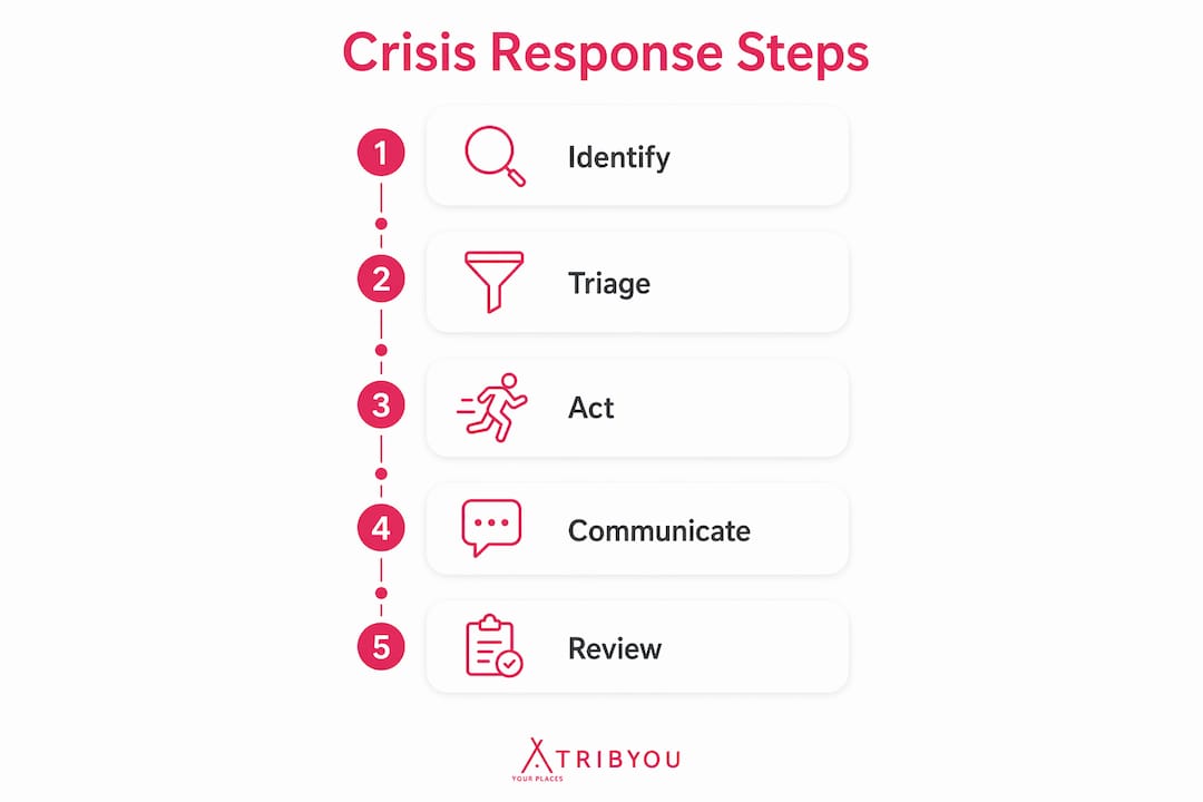 Infographic depicting corporate travel crisis steps