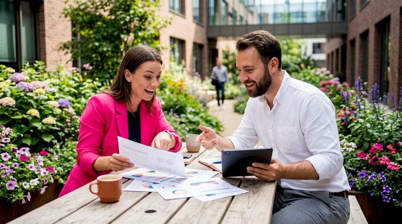 Un team di persone che lavora insieme agli strumenti per organizzare un ritiro