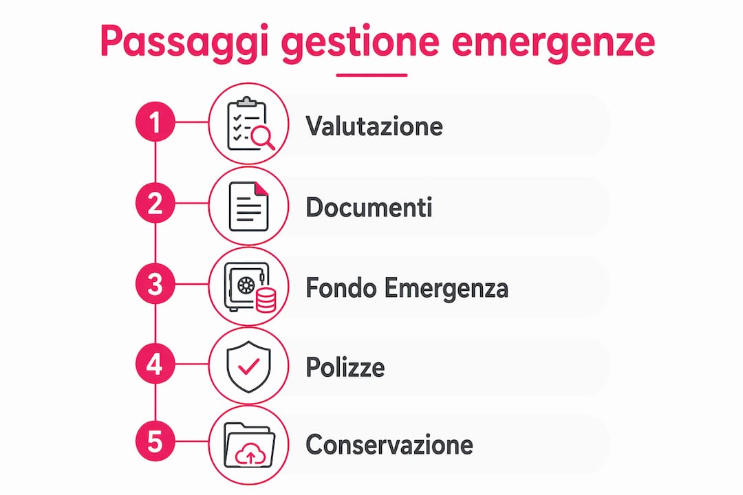 Infografica sulle principali fasi e strumenti finanziari per gestire le emergenze