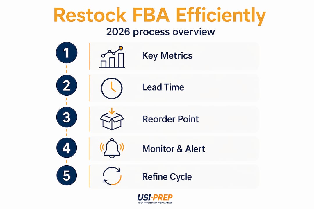 Infographic showing efficient FBA restock process steps