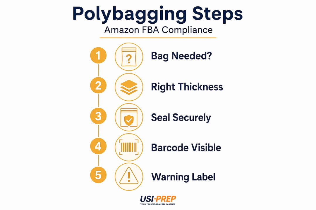 Infographic of Amazon polybagging steps