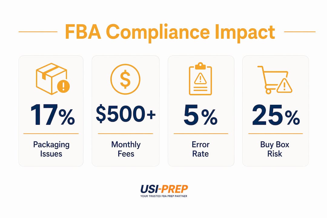 Infographic showing FBA compliance statistics and impacts