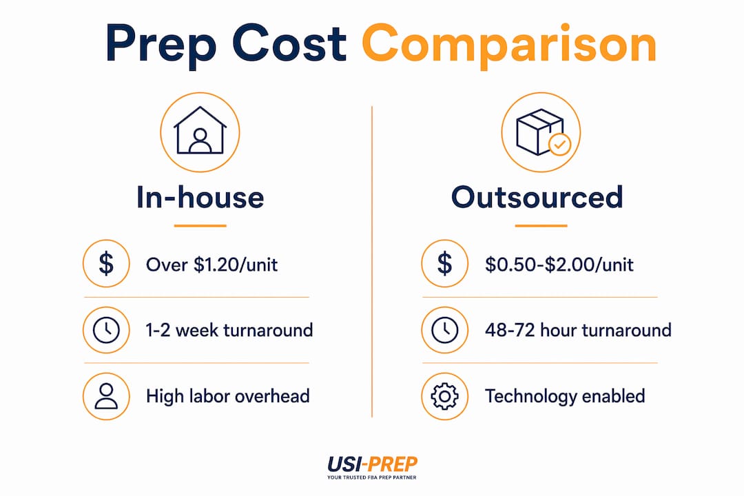 Infographic comparing in-house vs outsourced prep costs