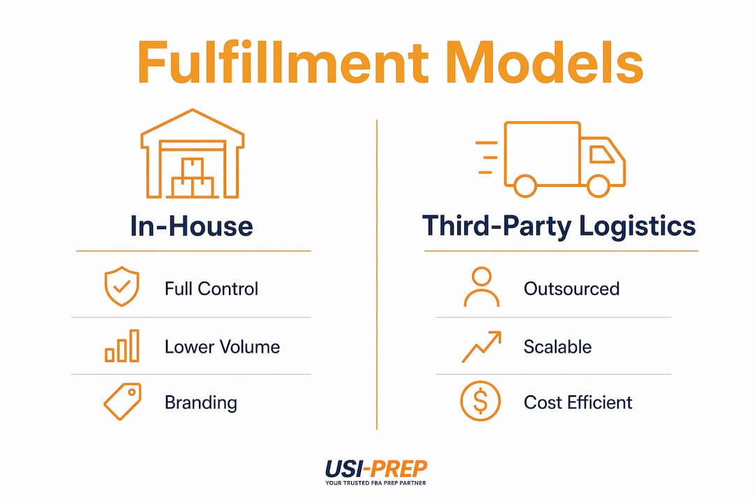 Infographic comparing in-house and 3PL fulfillment models