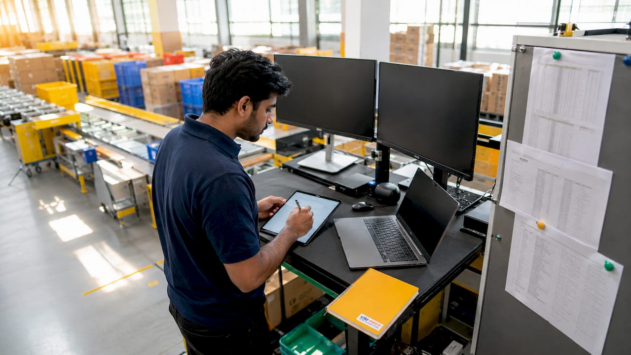Technician processing live stream orders