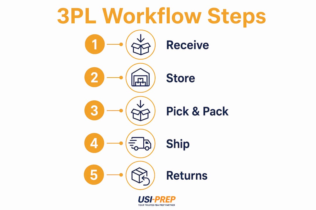 Infographic displaying 3PL workflow steps