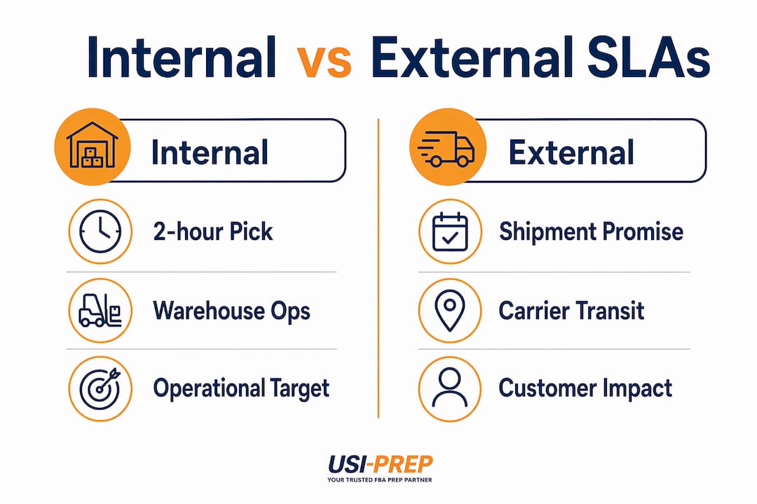 Infographic comparing internal and external fulfillment SLAs