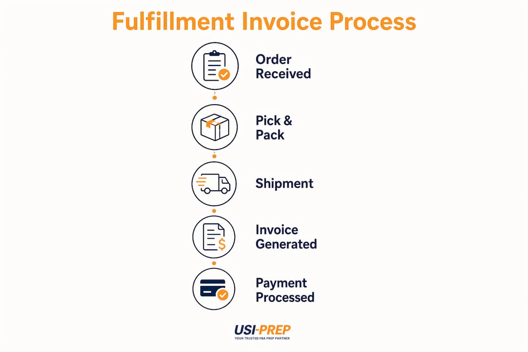 Infographic illustrating fulfillment invoice workflow steps