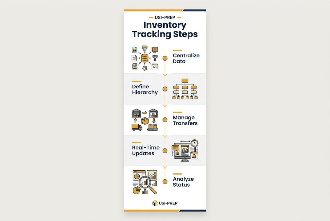 Infographic illustrating inventory tracking process in steps