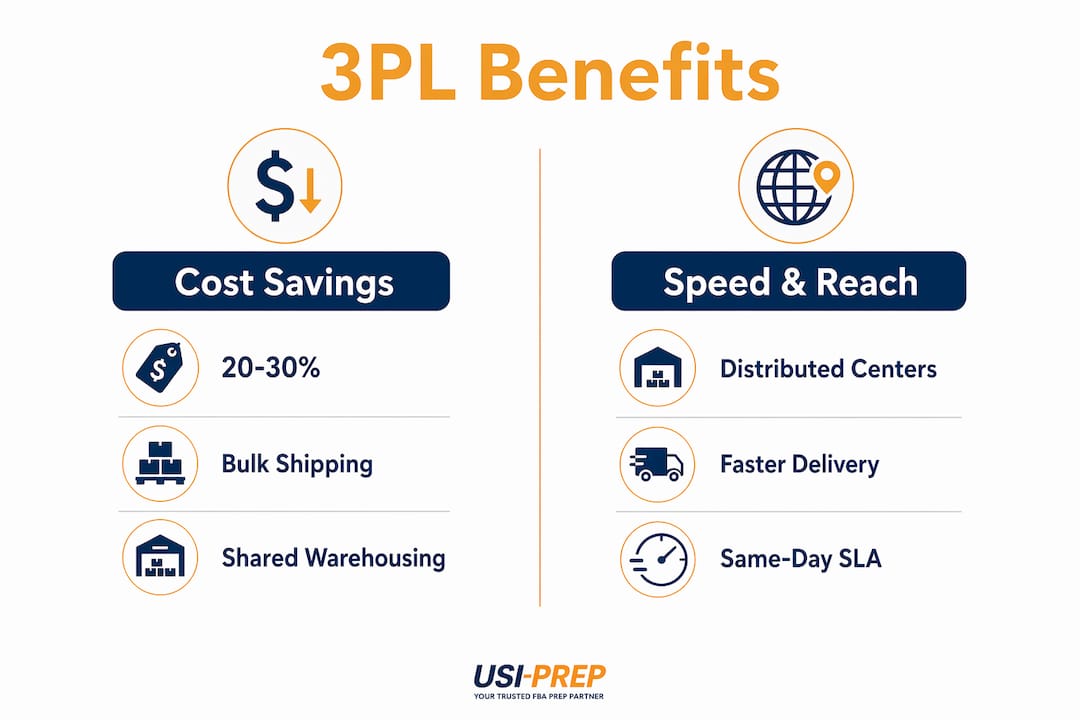 Infographic showing 3PL cost and speed benefits