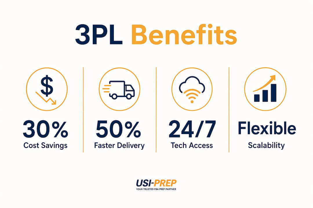 Infographic illustrating main benefits of using 3PL