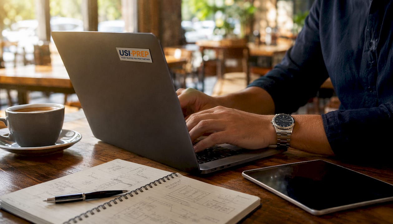Hands typing API integration on laptop