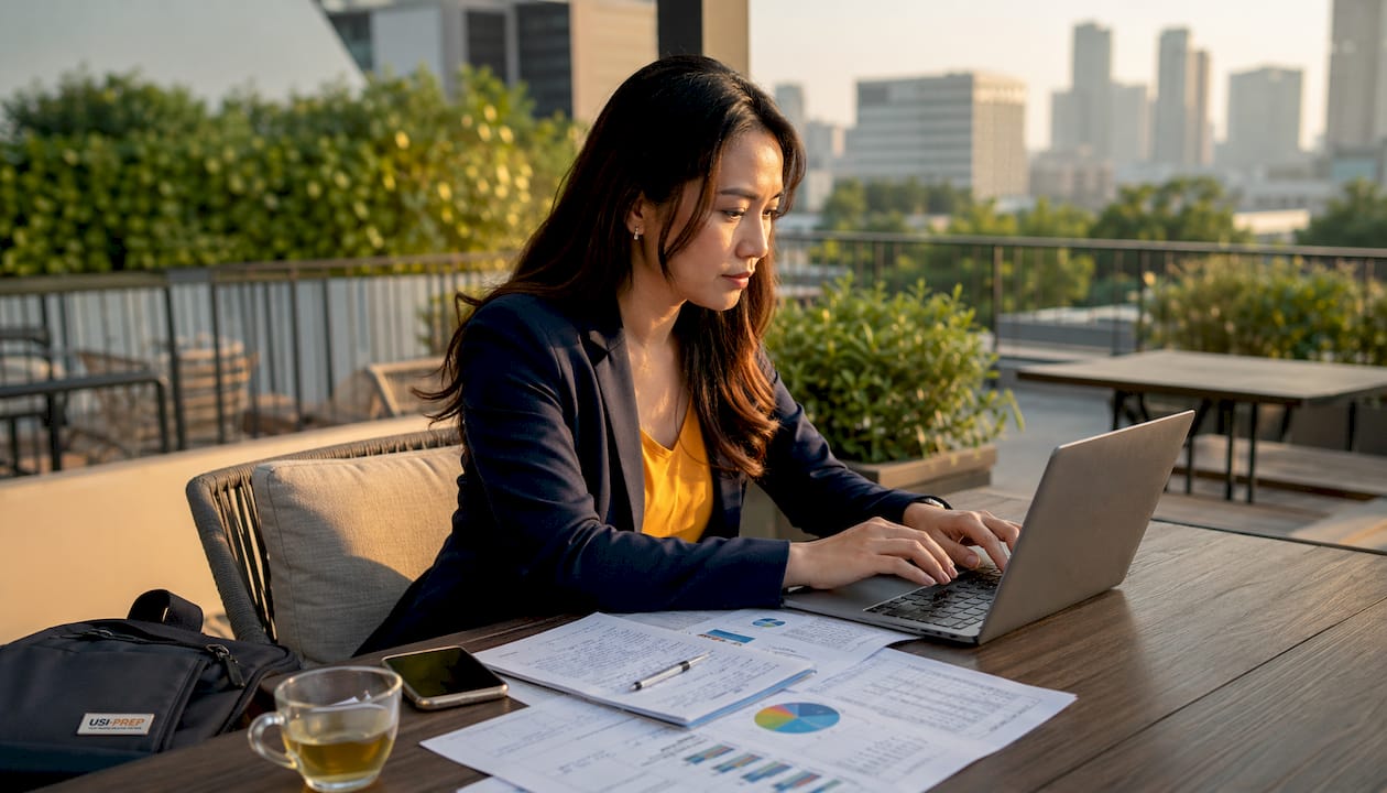 Entrepreneur calculating prep service budget