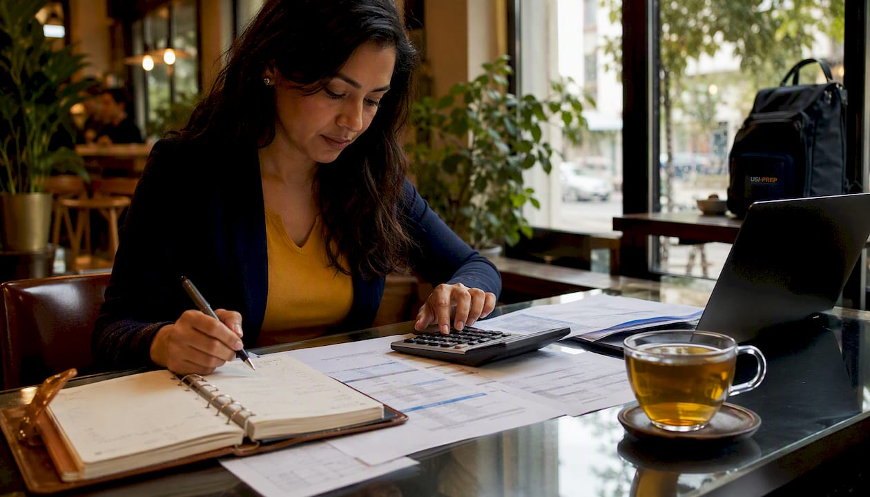 Hands calculating fulfillment cost per order