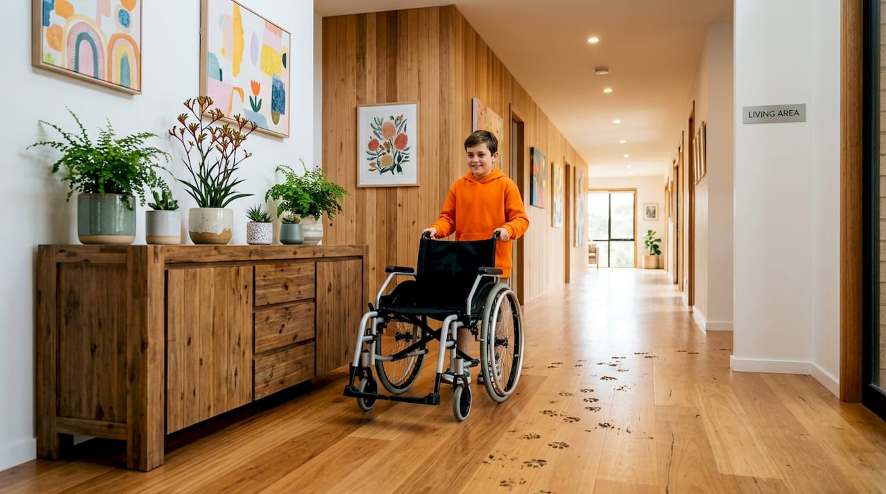 Clear hallway for wheelchair turning space
