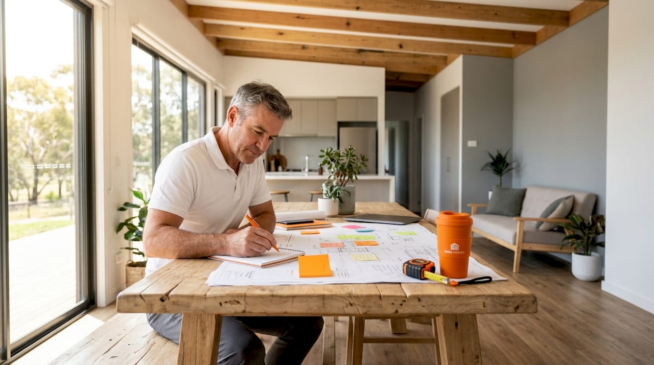 Contractor reviewing change order paperwork