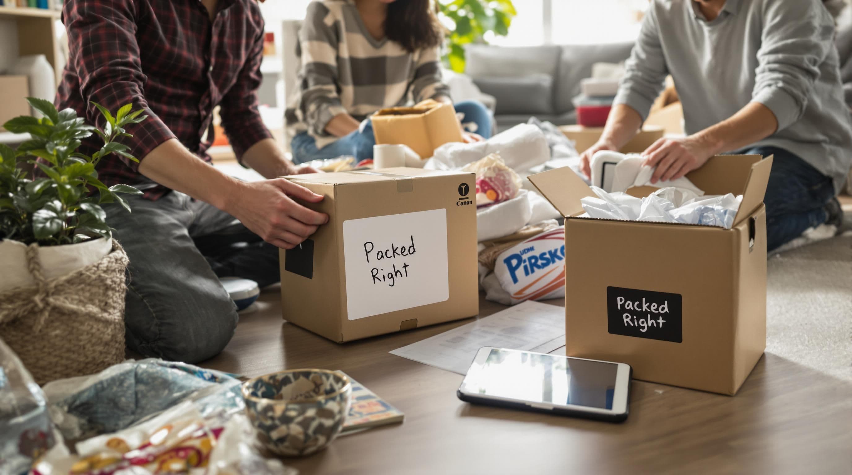 Family packing and labeling boxes using efficient moving methods
