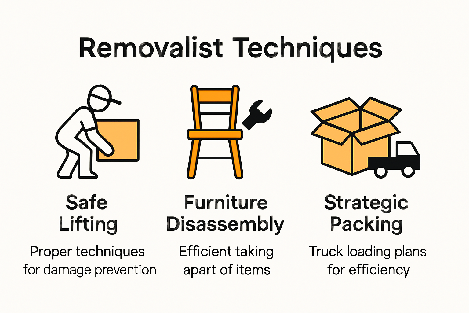 Infographic showing removalist technical skills and process
