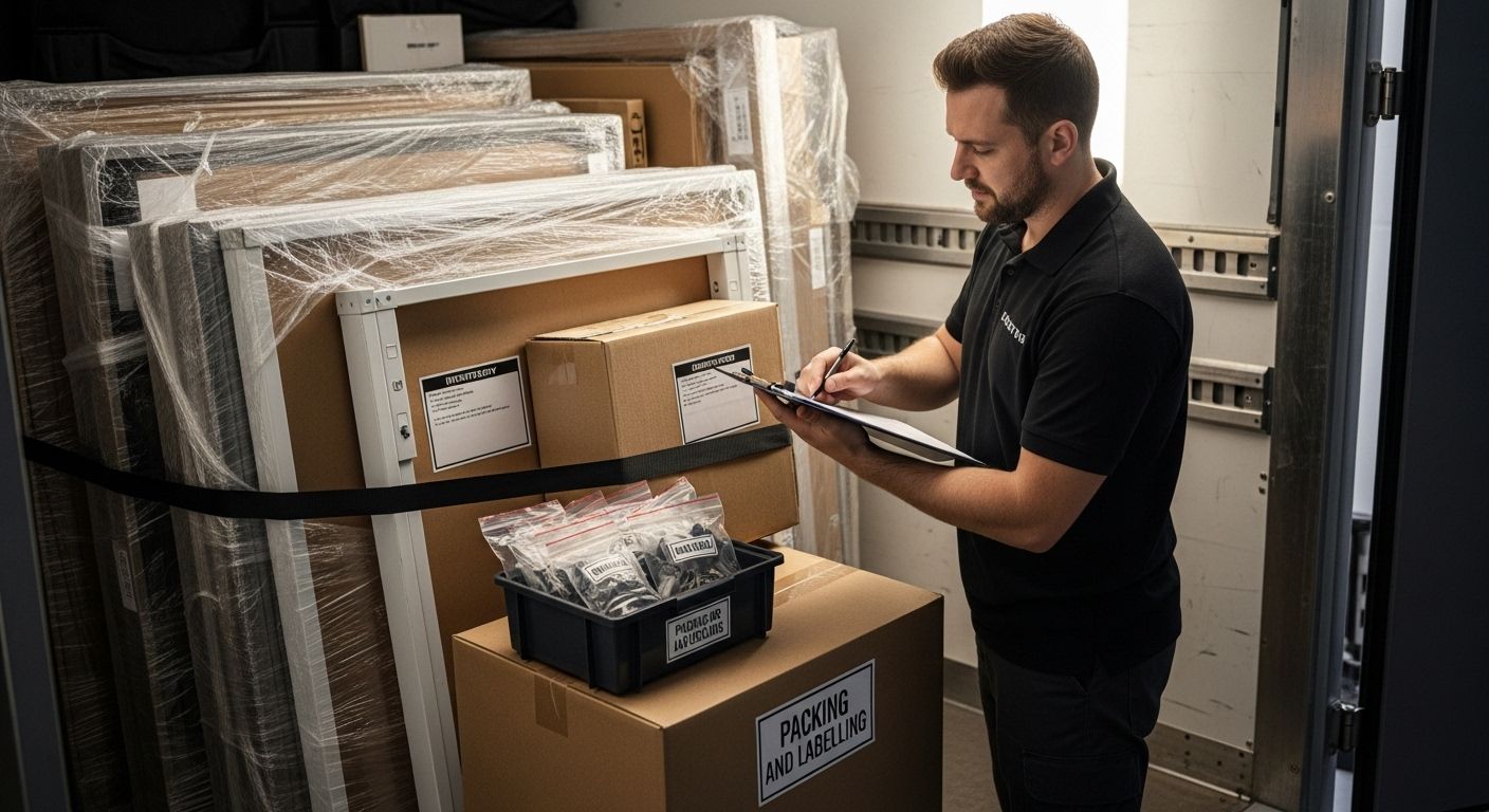 labeled packed furniture moving