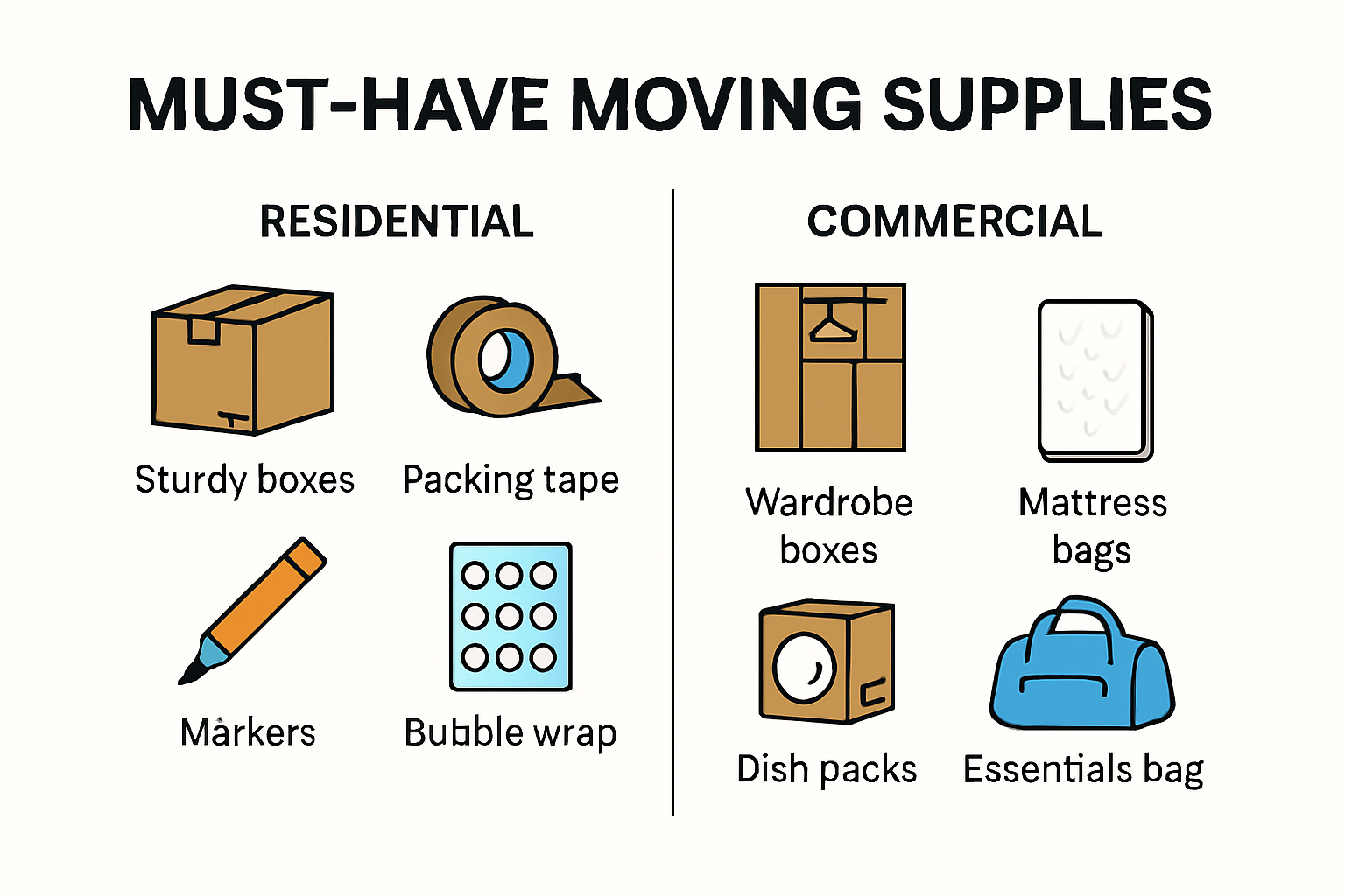 Infographic of must-have moving supplies checklist