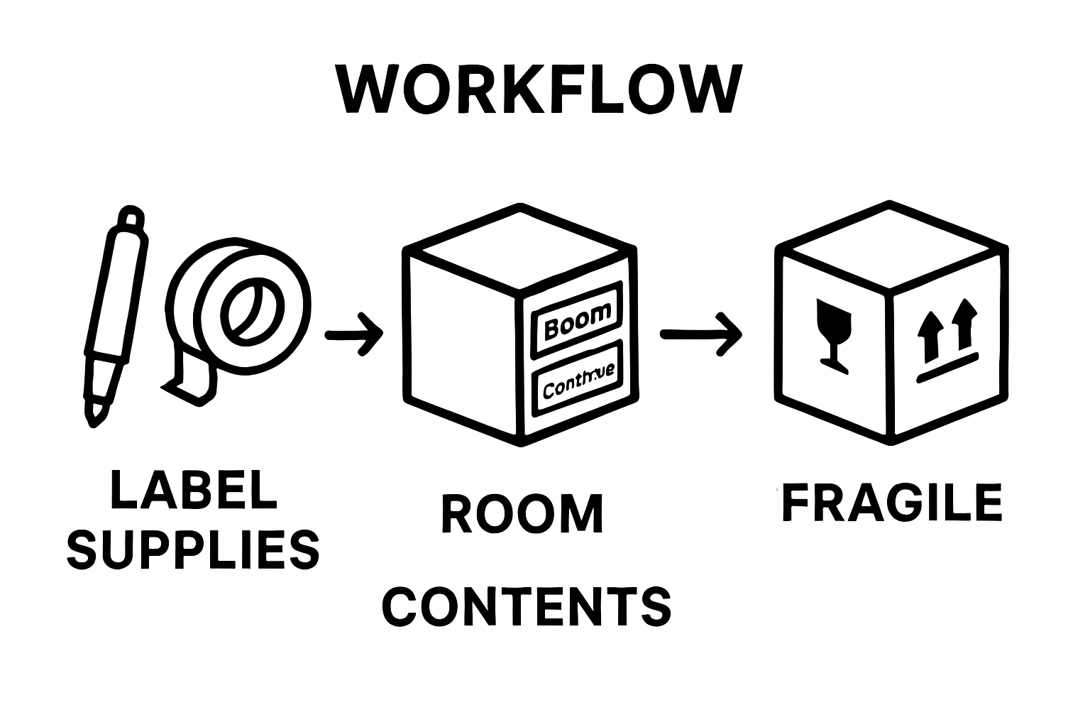 Infographic showing moving box labelling steps