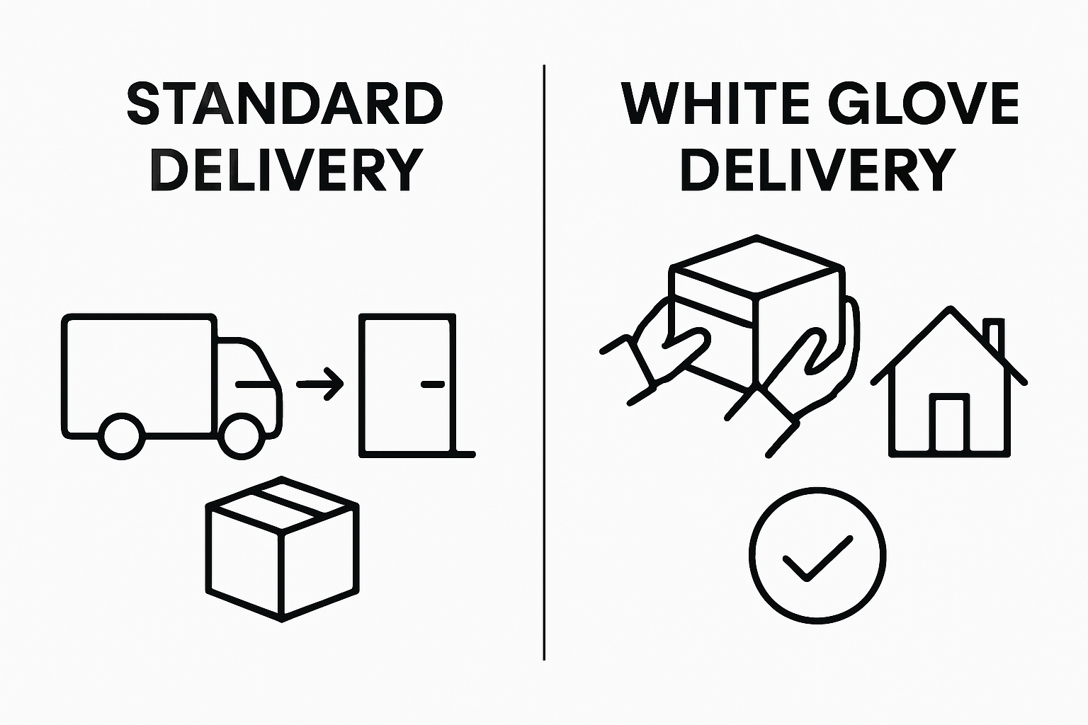 Standard vs. white glove delivery infographic with key differences