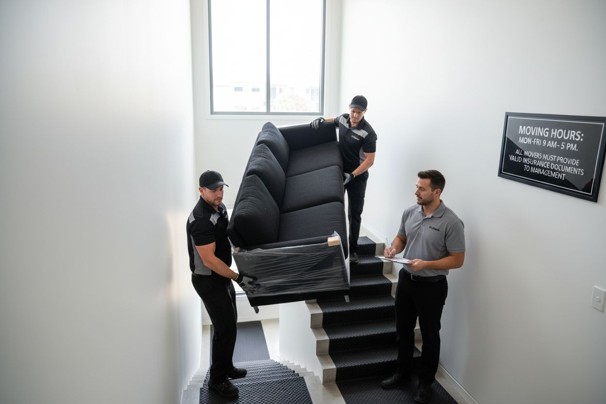 narrow stairwell moving