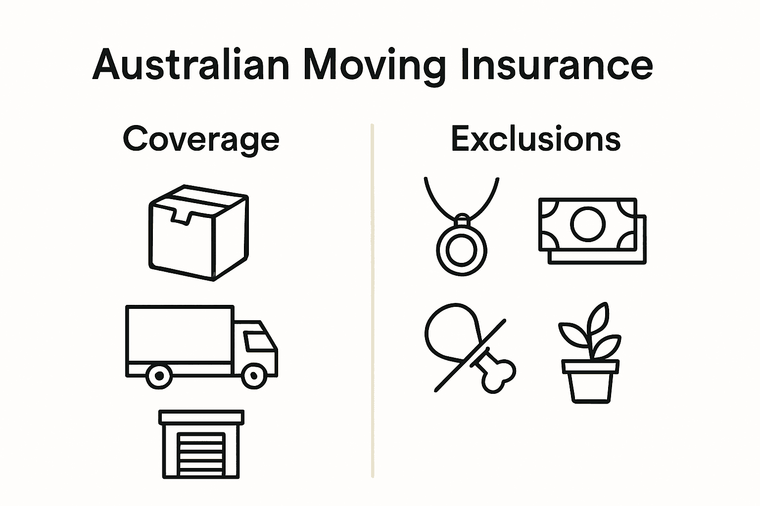 Comparison of covered and excluded items in moving insurance Australia