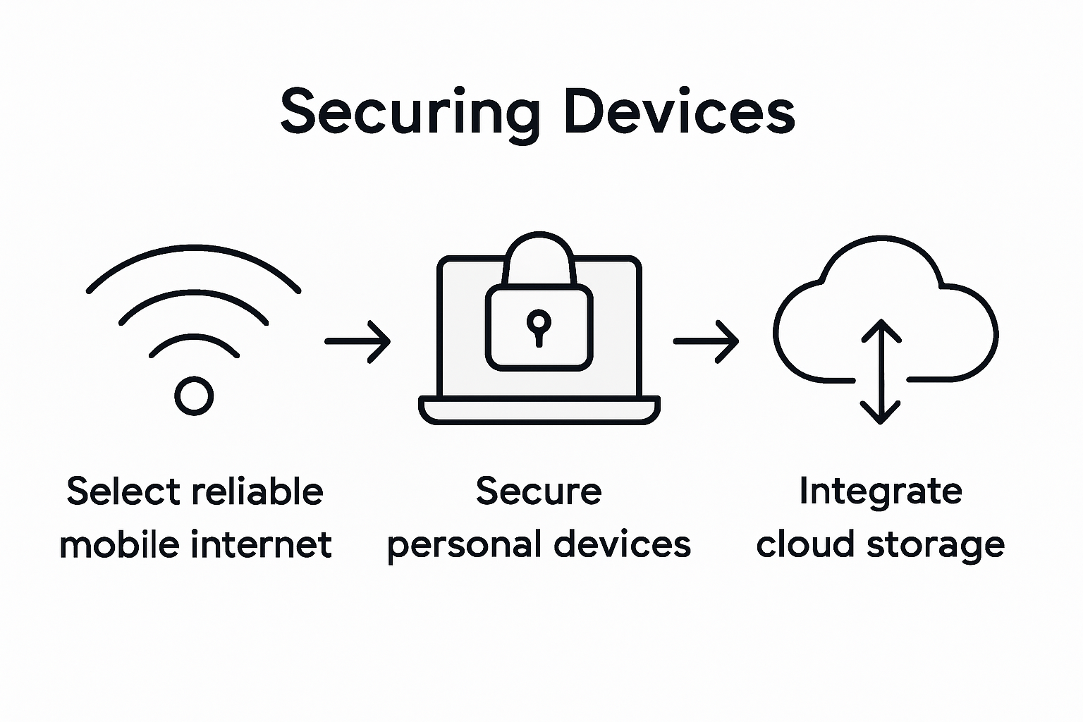 Infographic showing remote work tech steps