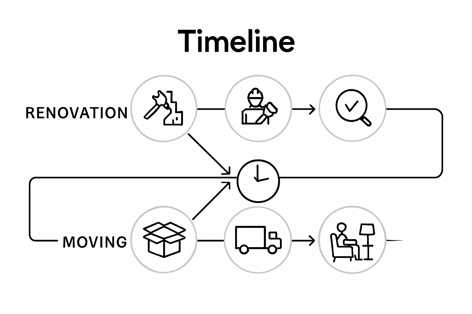 Infographic comparing renovation and moving timelines