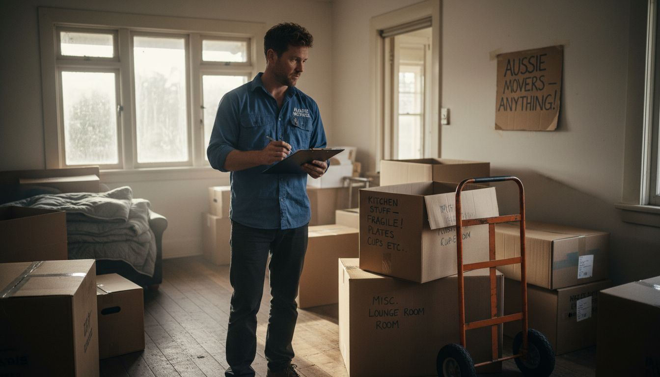 Removalist checking moving inventory checklist