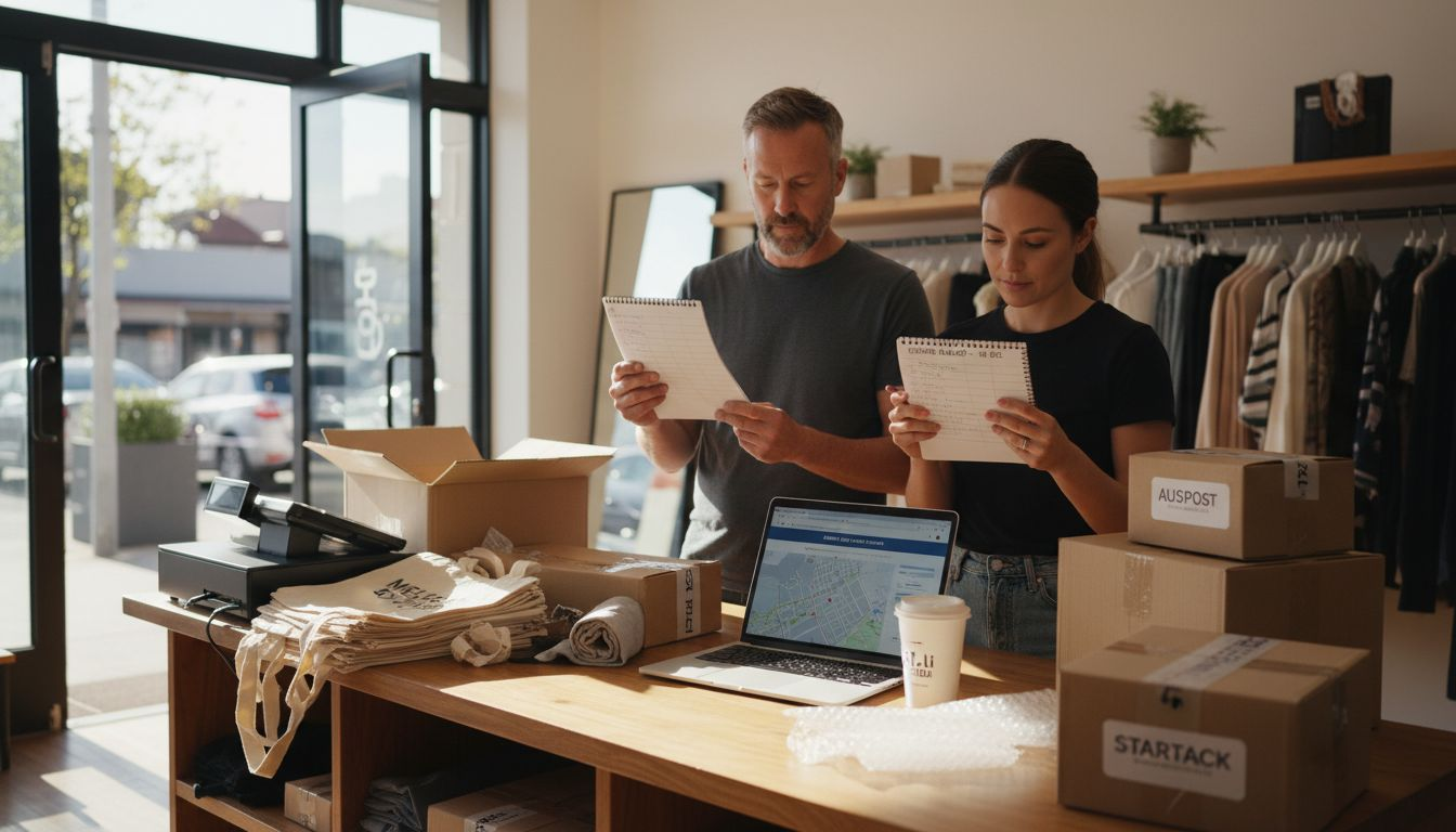 Retail managers discussing delivery service choices