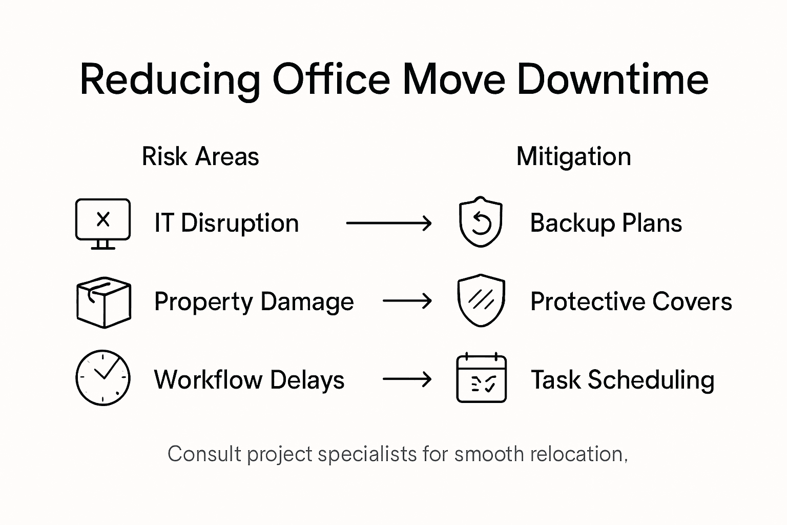Infographic of risks and mitigations for office relocations