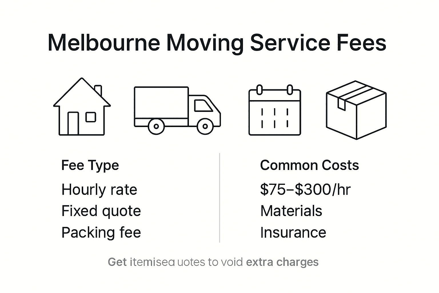 Infographic typical Melbourne moving charges overview