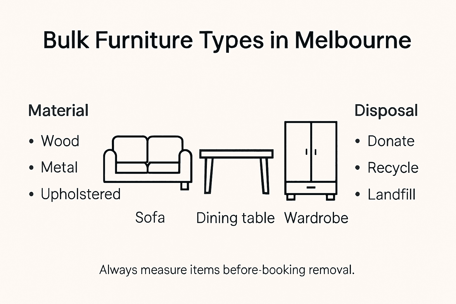Infographic showing bulk furniture categories and disposal options