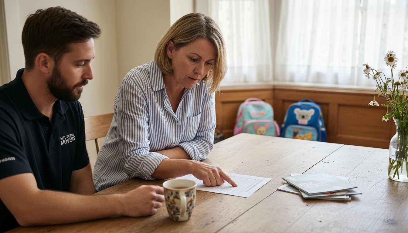 Client discussing moving services at kitchen table