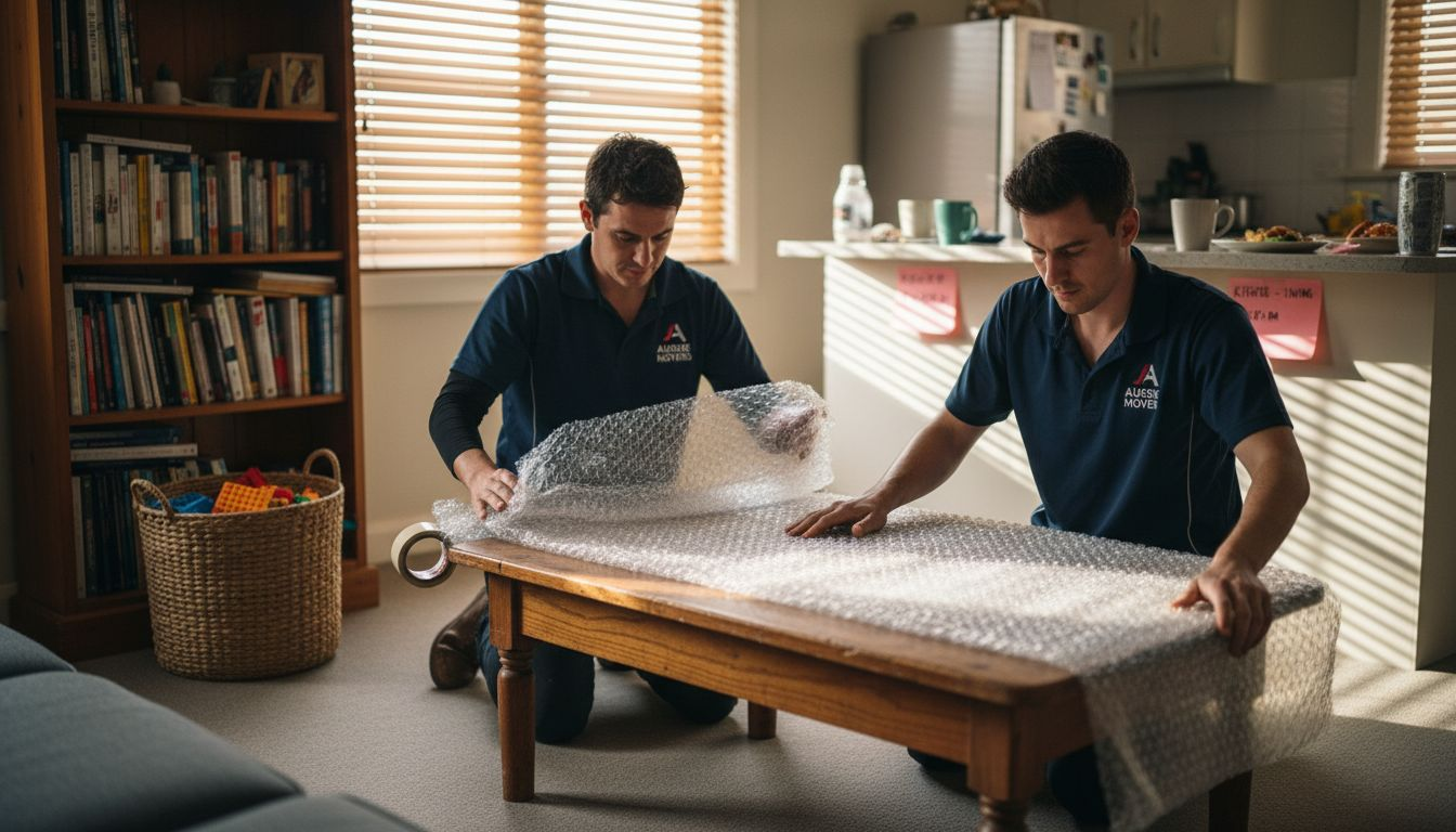 Movers packing furniture in Melbourne home