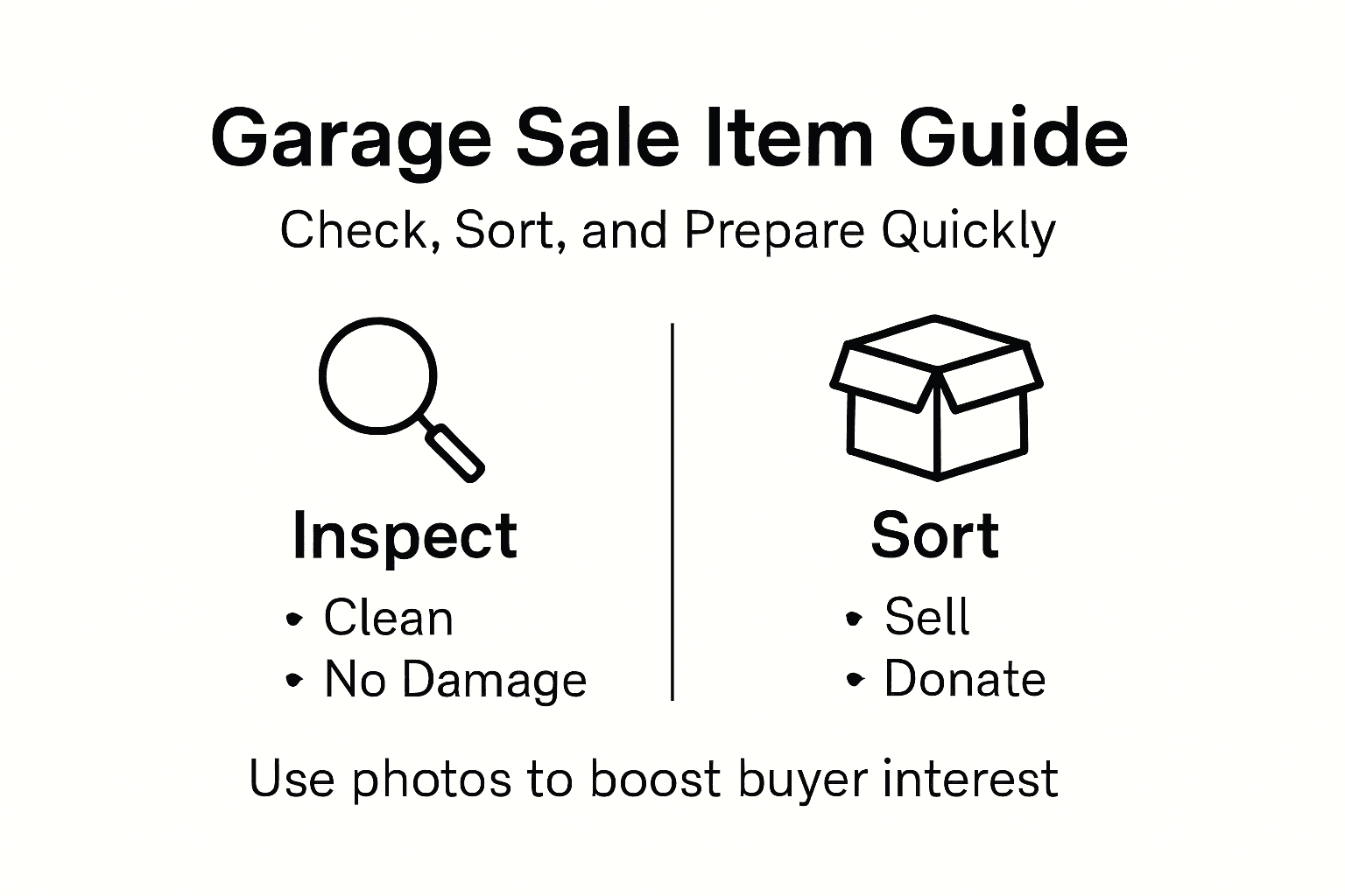 Infographic showing key garage sale steps