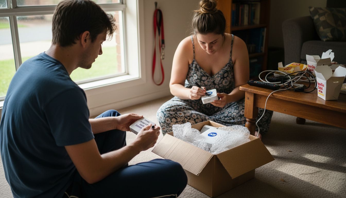 Couple labeling ADT system parts for move