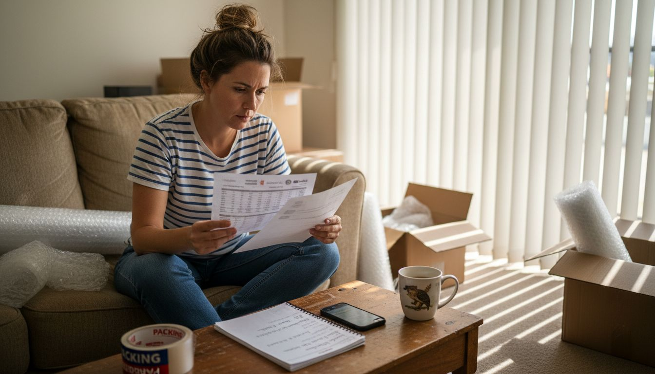 Person reviewing interstate moving paperwork