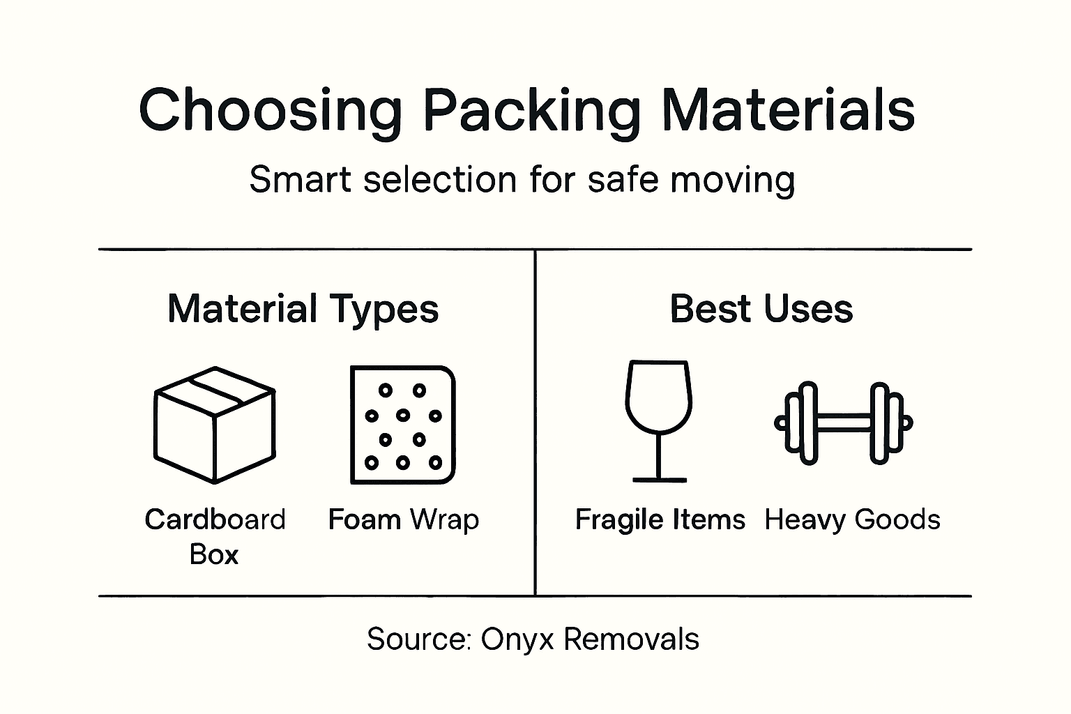 Infographic about choosing packing materials