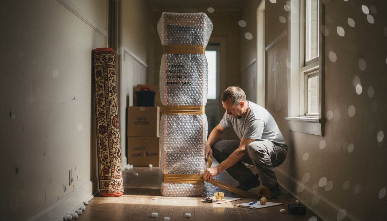 Mover wrapping bookshelf for removal
