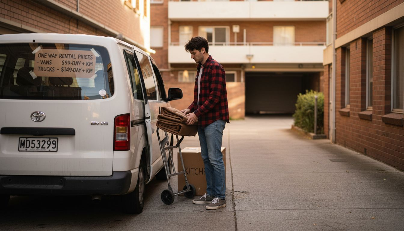 Person loading van for apartment move