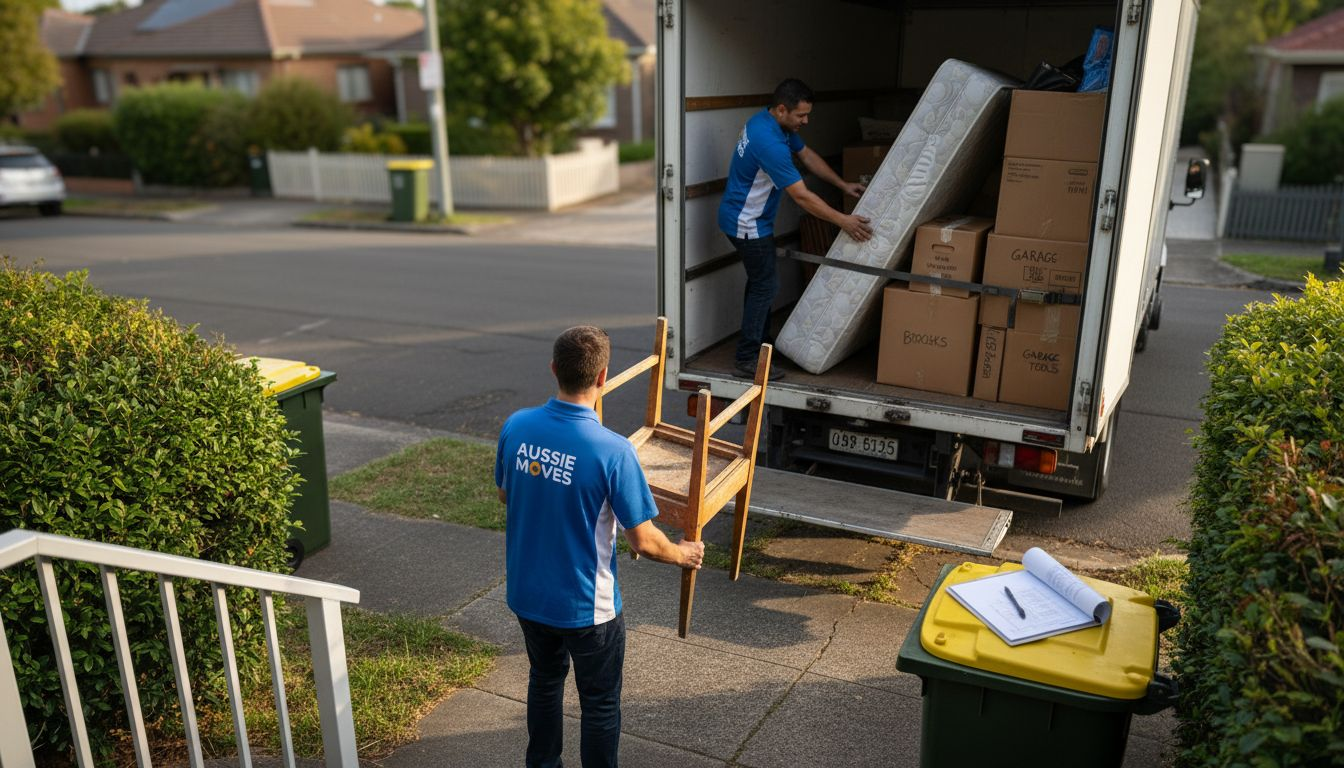 Movers loading truck on Melbourne street