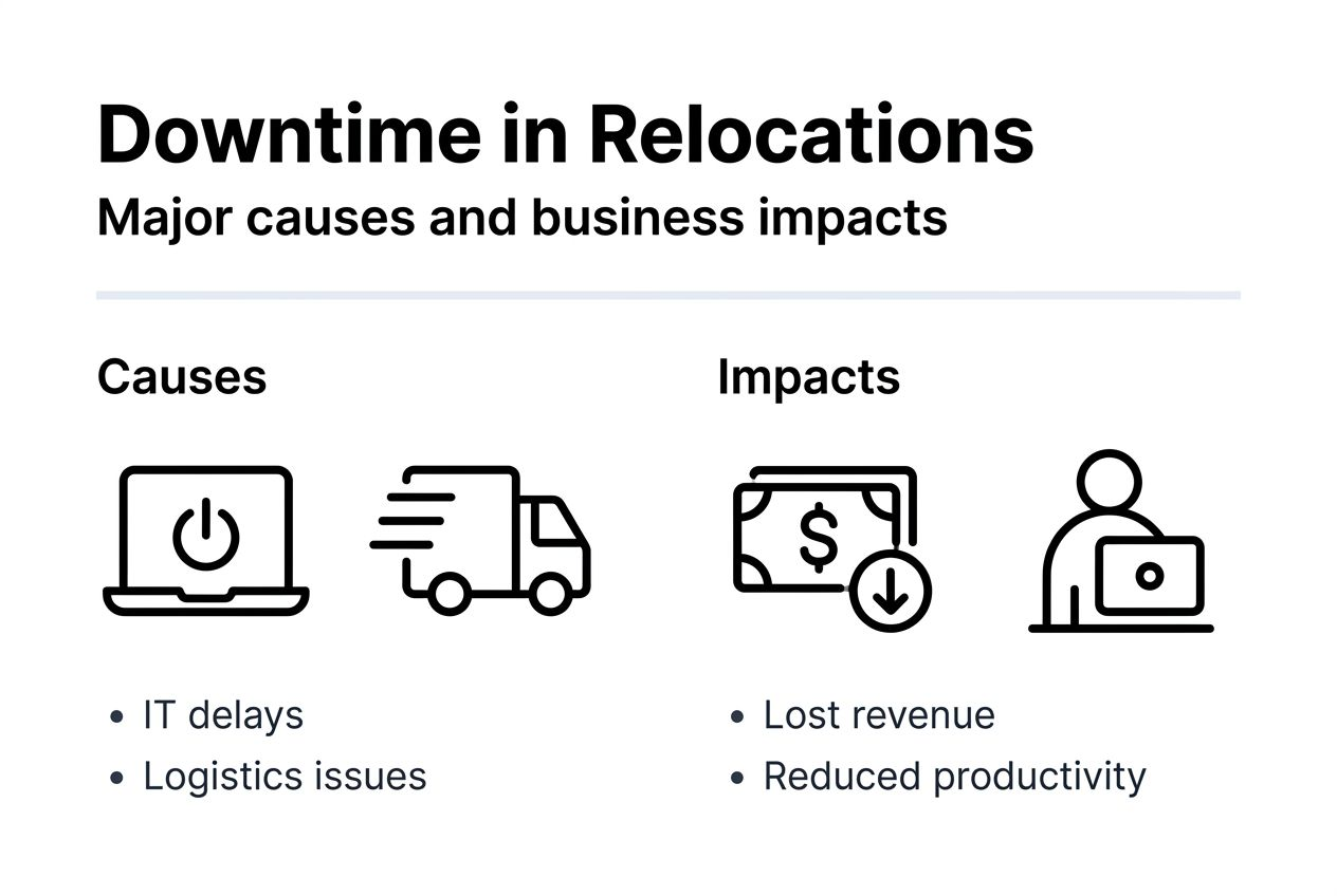 Infographic on relocation downtime causes and impacts