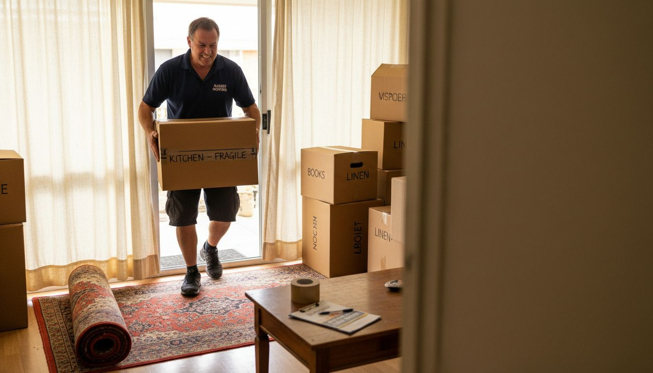 Removalist moving boxes out of Melbourne apartment