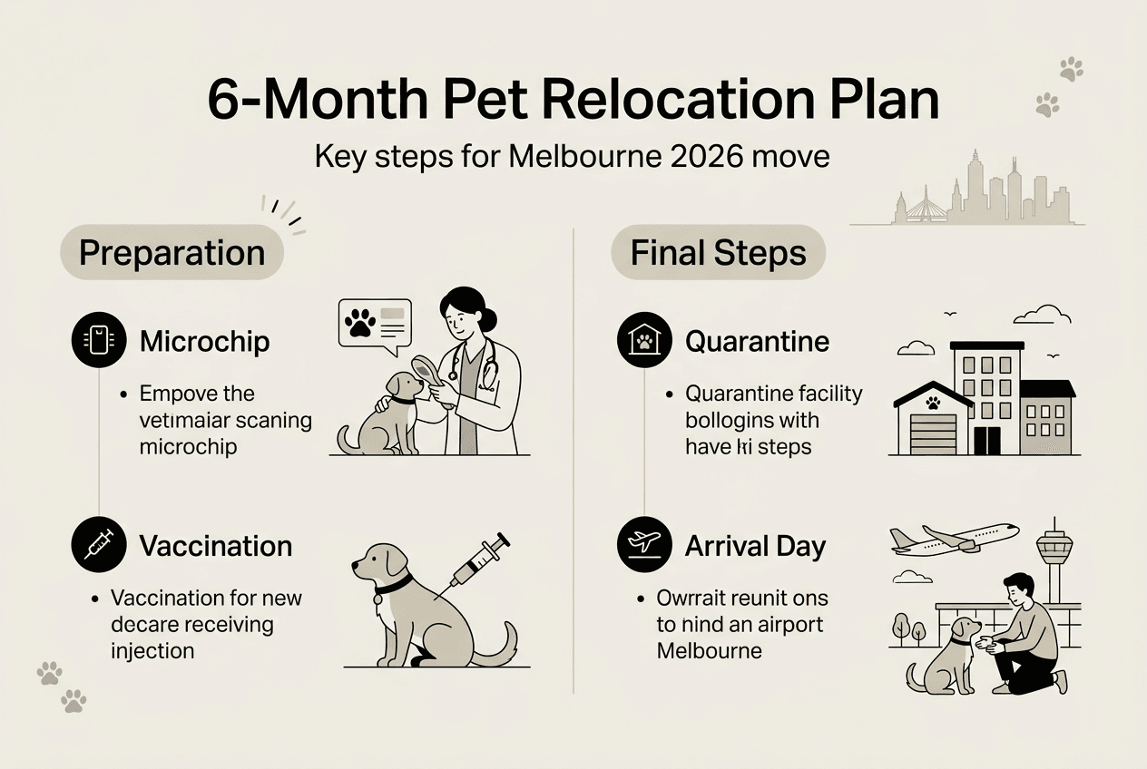 Infographic showing 6-month pet relocation steps