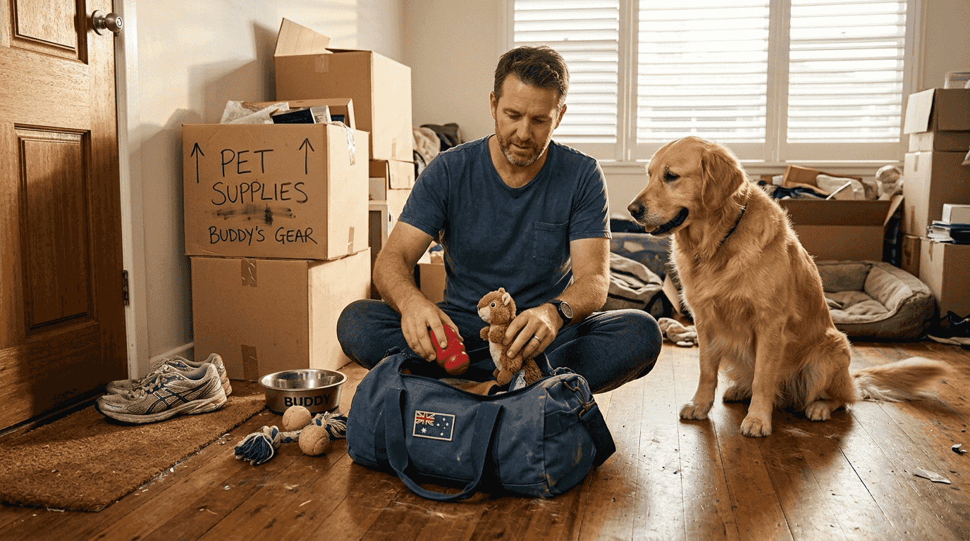 Packing pet supplies for relocation move