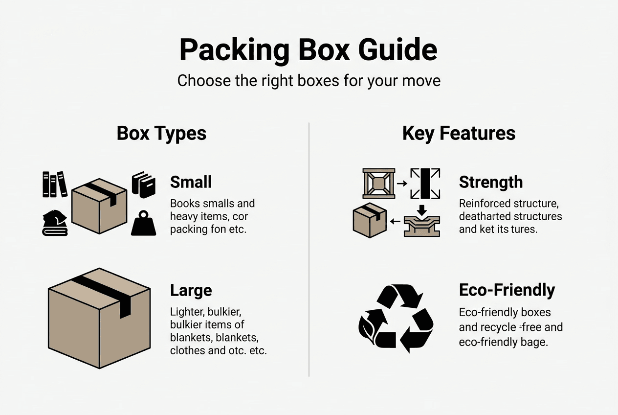 Infographic packing box types and features
