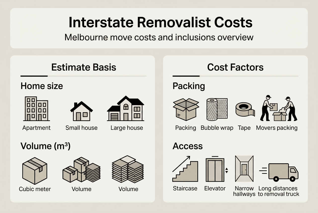 Infographic showing removalist costs and factors